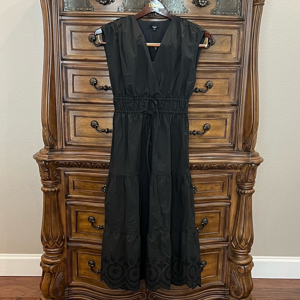 NWT $268 Rails Lucia Eyelet Midi Dress Size XS Black Eco - Picture 6 of 16